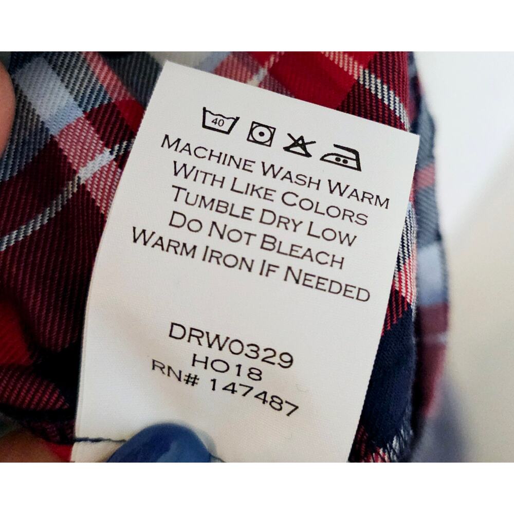 Draper James Sz14 Blue Red White Plaids Shirt Dress w belt. Artzy. Soft. Spring - Picture 8 of 11